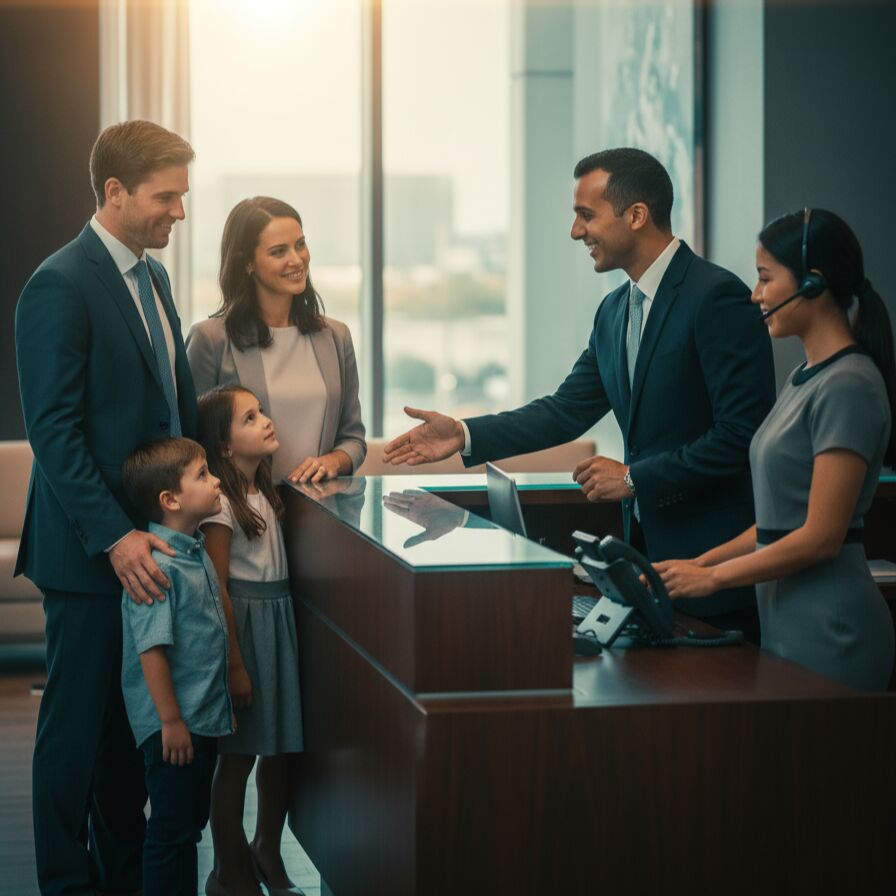 Attorney consulting with clients at Blackrock Law Firm