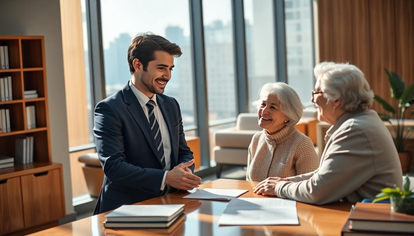 Attorney meeting with clients at Blackrock Law office